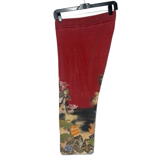 Y2K lucky brand M-L sweatpants cropped crane AOP Asian graphic indie vintage - Picture 9 of 16